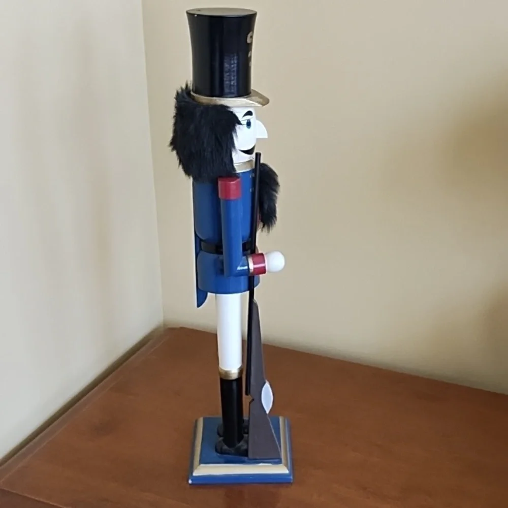 Nutcracker Guard Uniform Rifle Solid Wood Soldier Blue Red Gold Black White